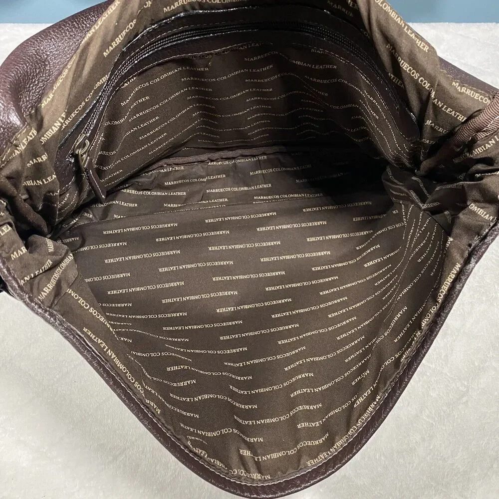 Marruecos Columbian Leather Messenger Bag Laptop Bag Hand Crafted Brown Pebbled